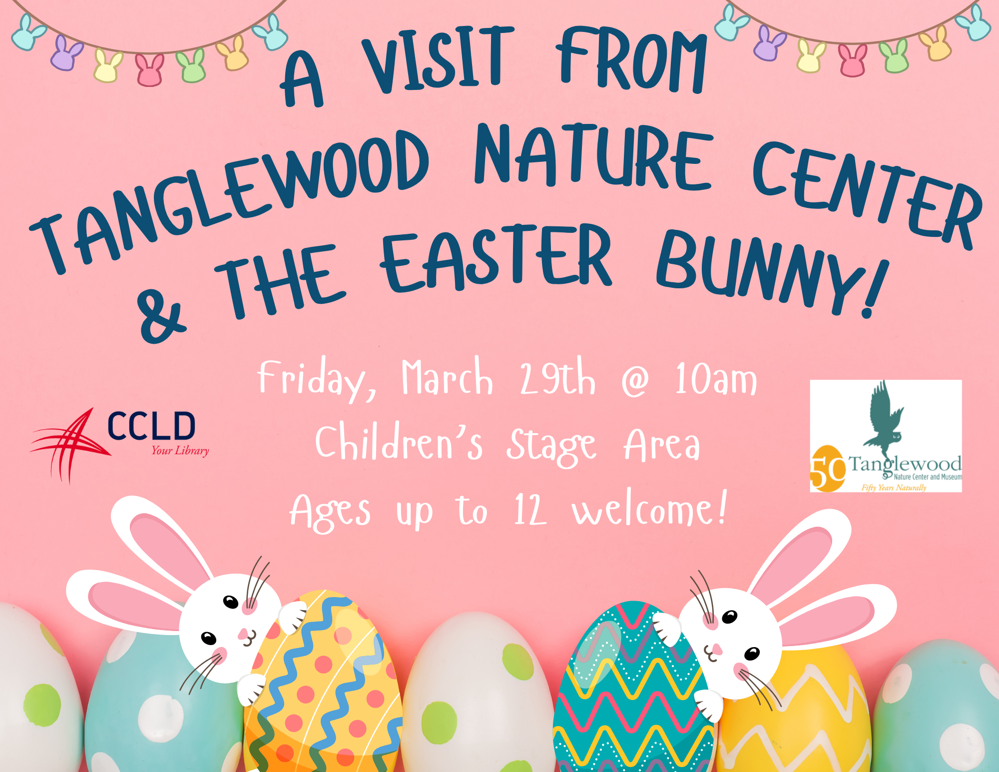 Tanglewood Nature Center is visiting Steele with "Animals That Hatch"! Meet salamanders, turtles, and other hatching animals during this fun-filled 45min program. Afterwards, we will have a visit from the Easter Bunny!